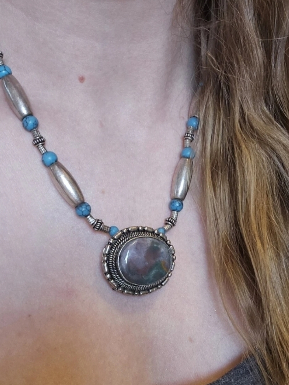 Sterling Silver Jasper Bolo Pendant Necklace | Upcycled Southwest